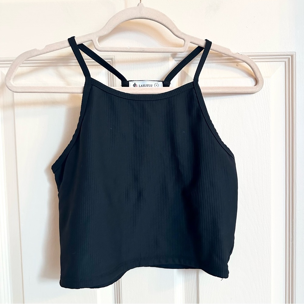 Black ribbed Laslulu crop top